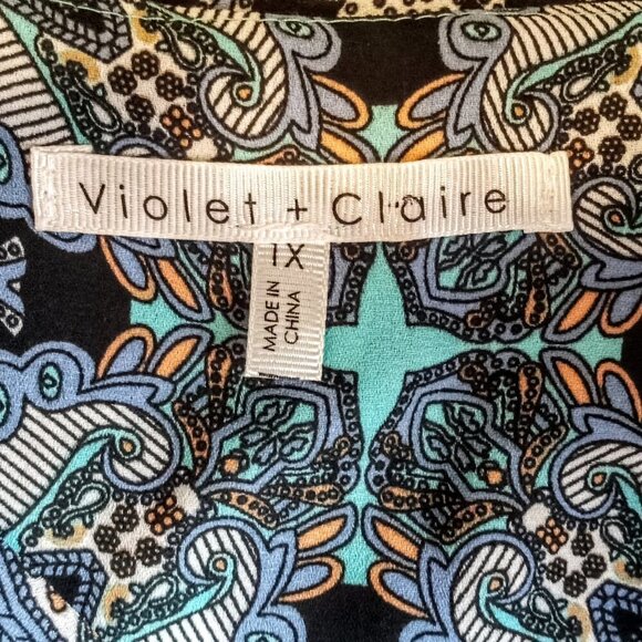 Violet & Claire Turquoise Print Sleeveless Top - Picture 3 of 5